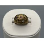 Ladies 9ct gold fancy 8 multi stone ring, size M1/2 (7.66g)
