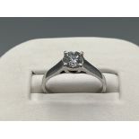 Stunning ladies 18ct white gold diamond solitaire ring (approx .80ct) size N1/2 (2.45g)