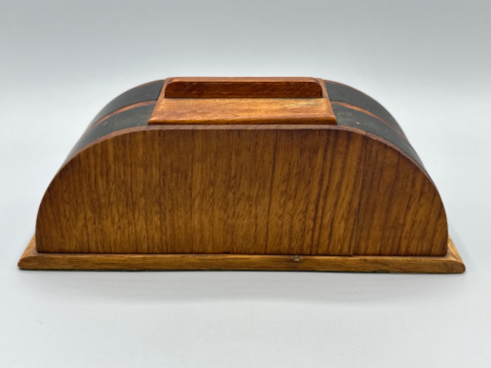 1930s Art Deco two tone wooden tea caddy - L24.5 x D8cm, height 10cm