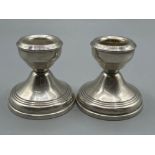 Pair of vintage silver squat candlesticks, both hallmarked Birmingham silver & dated 1966, made by