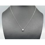 Ladies 18ct white gold diamond pendant with 18ct white gold chain (2.57g) 42cm