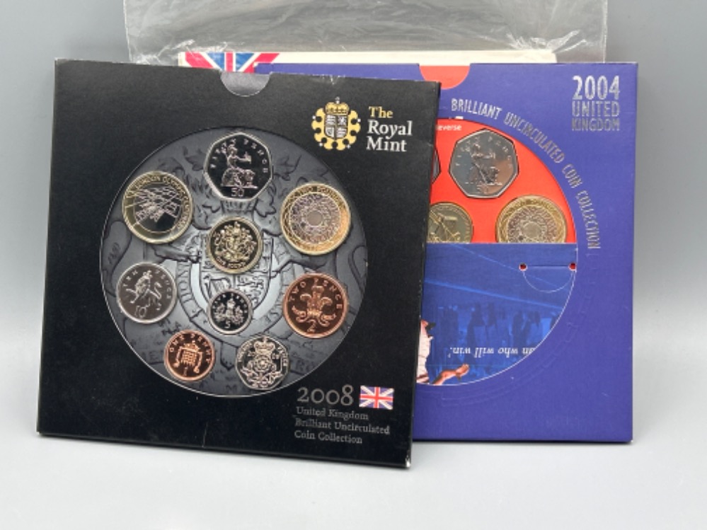 3 Royal mint UK Brilliant uncirculated coin collections, 1983, 2004 and 2008 - Image 2 of 2