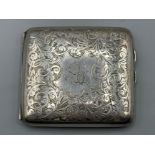 Hallmarked Birmingham silver nicely etched cigarette case, made by Henry Birks & sons, dated 1926 (