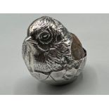 Edwardian well detailed Hallmarked Chester silver pin cushion in the form of a sparrow, dated