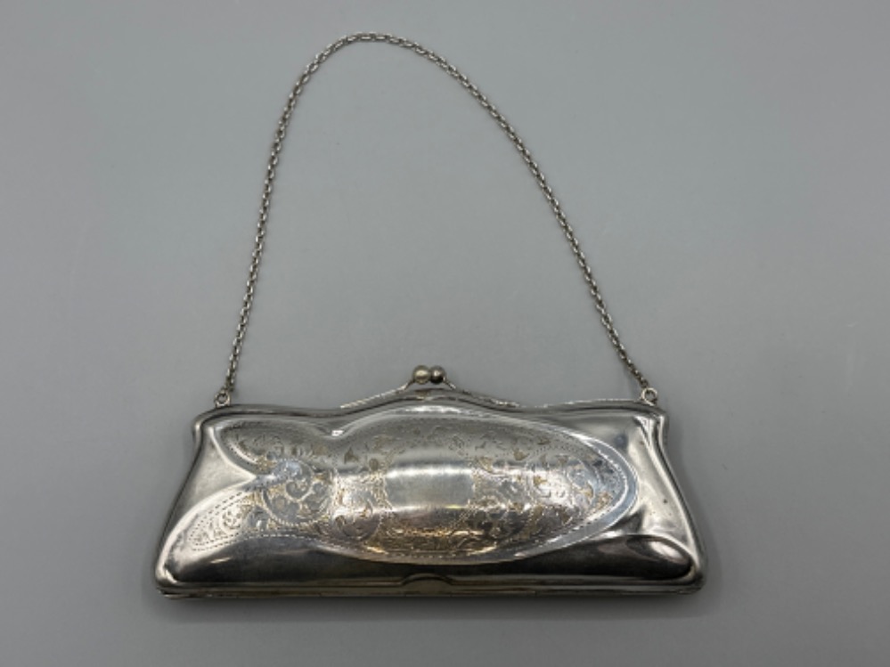 A Victorian electroplated nickel on silver (EPNS) ladies chain purse/evening bag - 17.5cm x 8cm