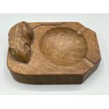 Robert “Mouseman” Thompson carved solid oak ashtray - 10x7.5cm