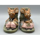 Pair of rare hand painted Pendelfin “Stonecraft” Rabbit bookends - Blue Burnley England - height