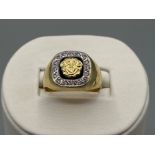 Large 18ct gold diamond Versace style ring, size V (5.81g)