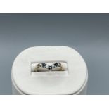 9ct Gold Sapphire and CZ Wishbone Ring - Weighing 2.04 grams - Size O 1/2