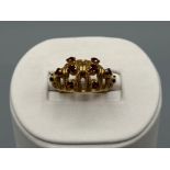 Ladies 9ct gold Garnet fancy 10 stone ring, size L1/2 (5g)