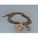 9ct Rose Gold Albert Chain which has been converted to a Bracelet - Featuring both a Tbar & Fob,