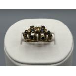 Ladies 9ct gold Sapphire 10 stone ornate ring, size N (4.72g)