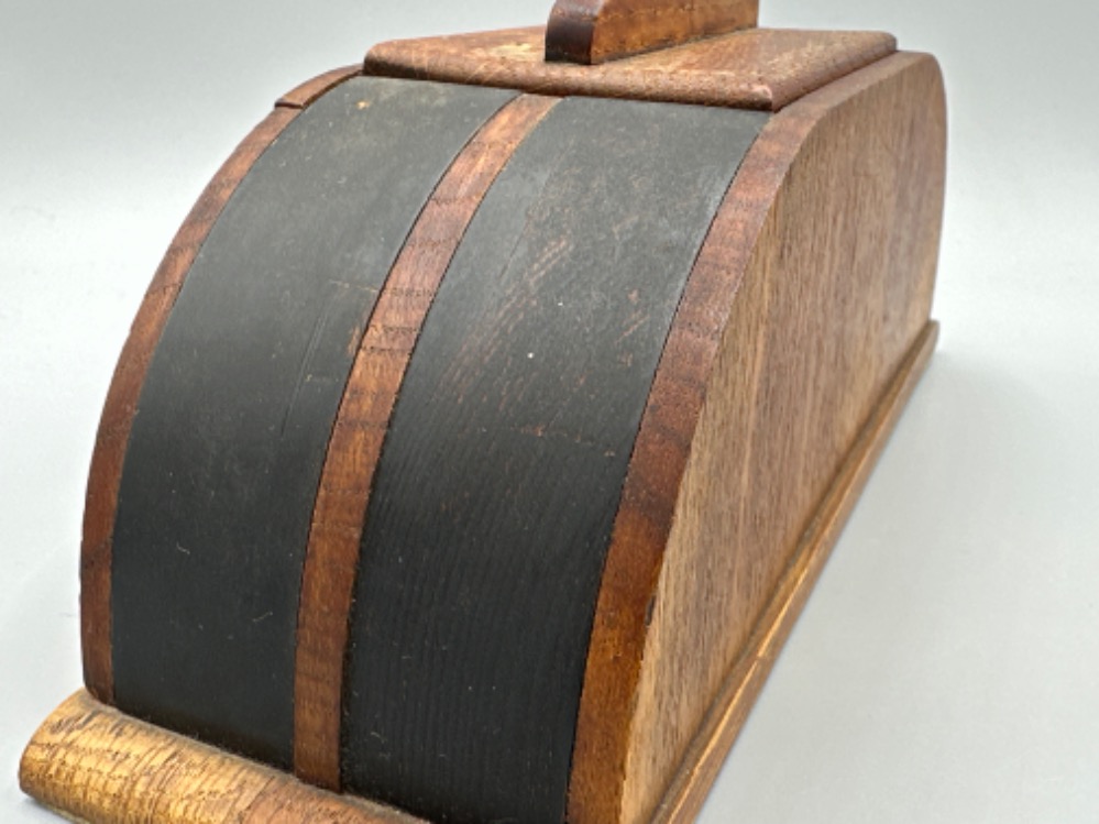 1930s Art Deco two tone wooden tea caddy - L24.5 x D8cm, height 10cm - Image 2 of 3