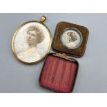 An Edwardian miniature watercolour “portrait of a well dressed lady” 7x5.5cm, in gilt metal frame