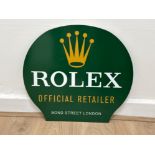 Large genuine metal Rolex sign “official retailer, Bond Street London” 45x41cm