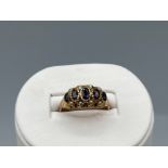 9ct Yellow Gold Garnet & Seed Pearl Ring - This Ring is Chester Hallmarked from the Edwardian