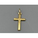 18ct gold Cross pendant (1.10g) 2.5cm x 1.5cm