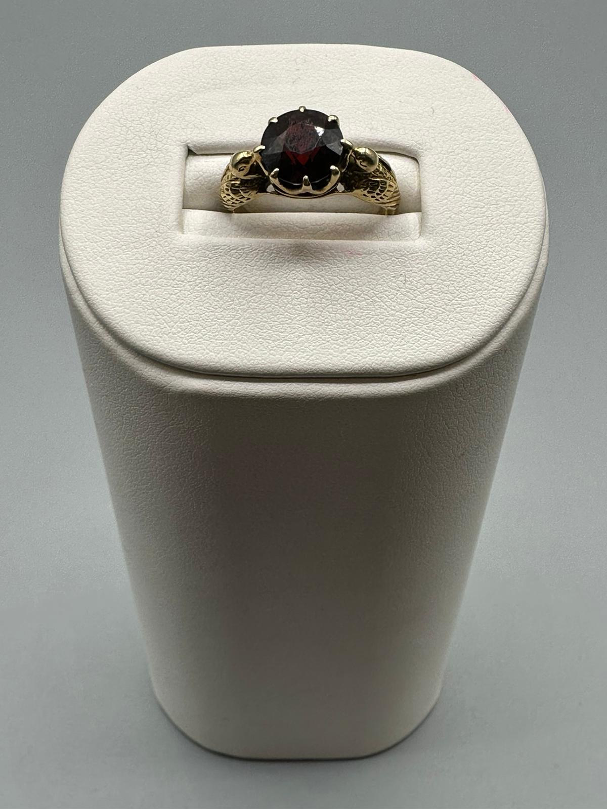 18ct Gold Garnet 1930's Arts & Craft Dove design ring by designer Bernard Instone - Weighing 3. - Image 3 of 4
