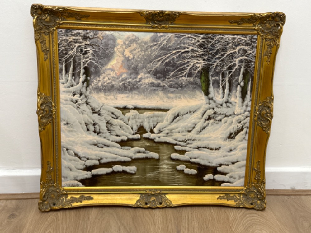 Josef Joseph Dande “winter landscape” 1960’s, signed by the artist bottom left, in a superb gilt