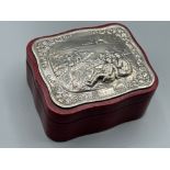 Vintage Leather based trinket box with hallmarked London silver top dated 1988, designed by