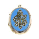 A late Victorian enamel and seed pearl monogram locket pendant.