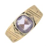 An Edwardian amethyst signet ring.