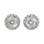 A pair of 18ct gold brilliant-cut diamond cluster stud earrings.