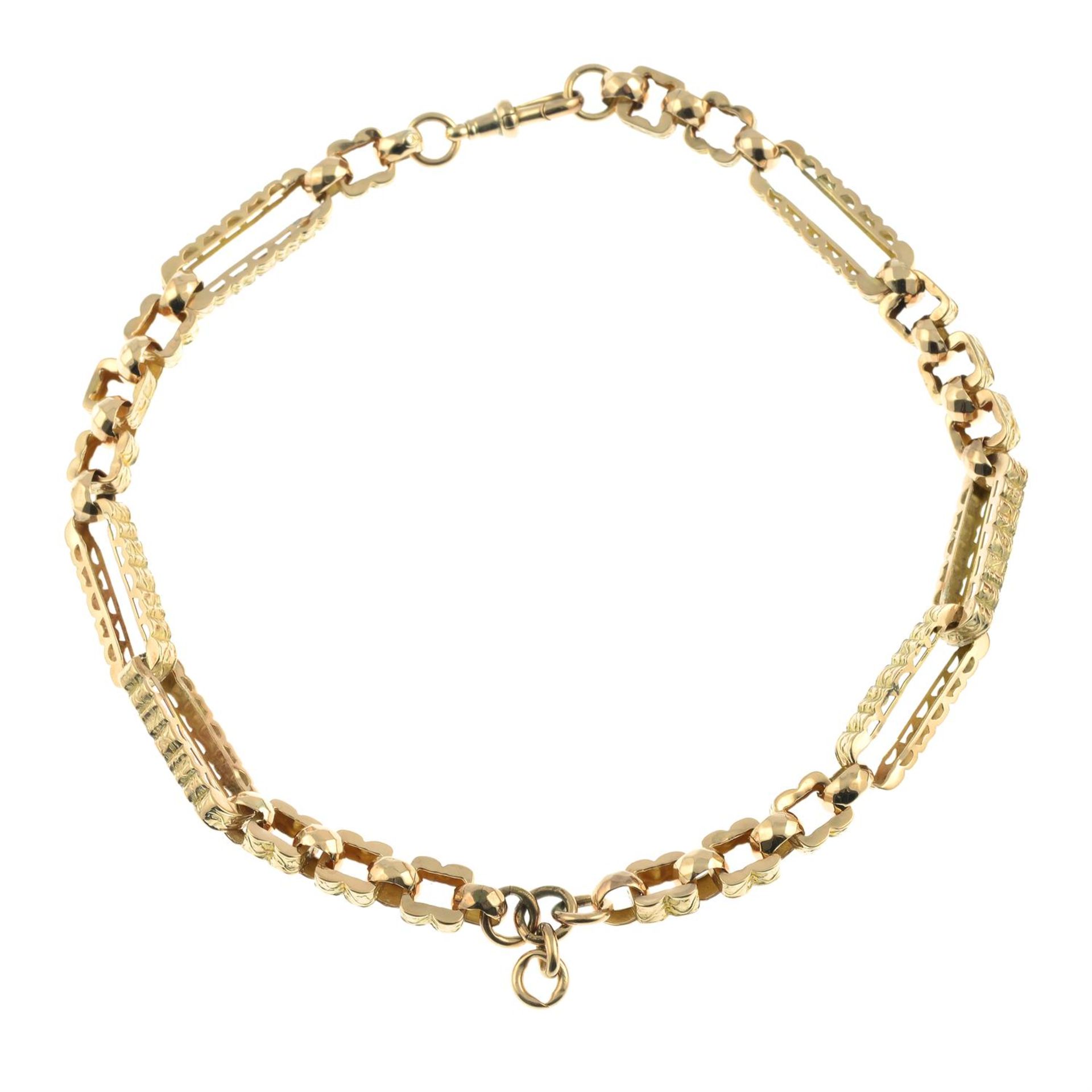 A late 19th century 9ct gold fancy-link chain.