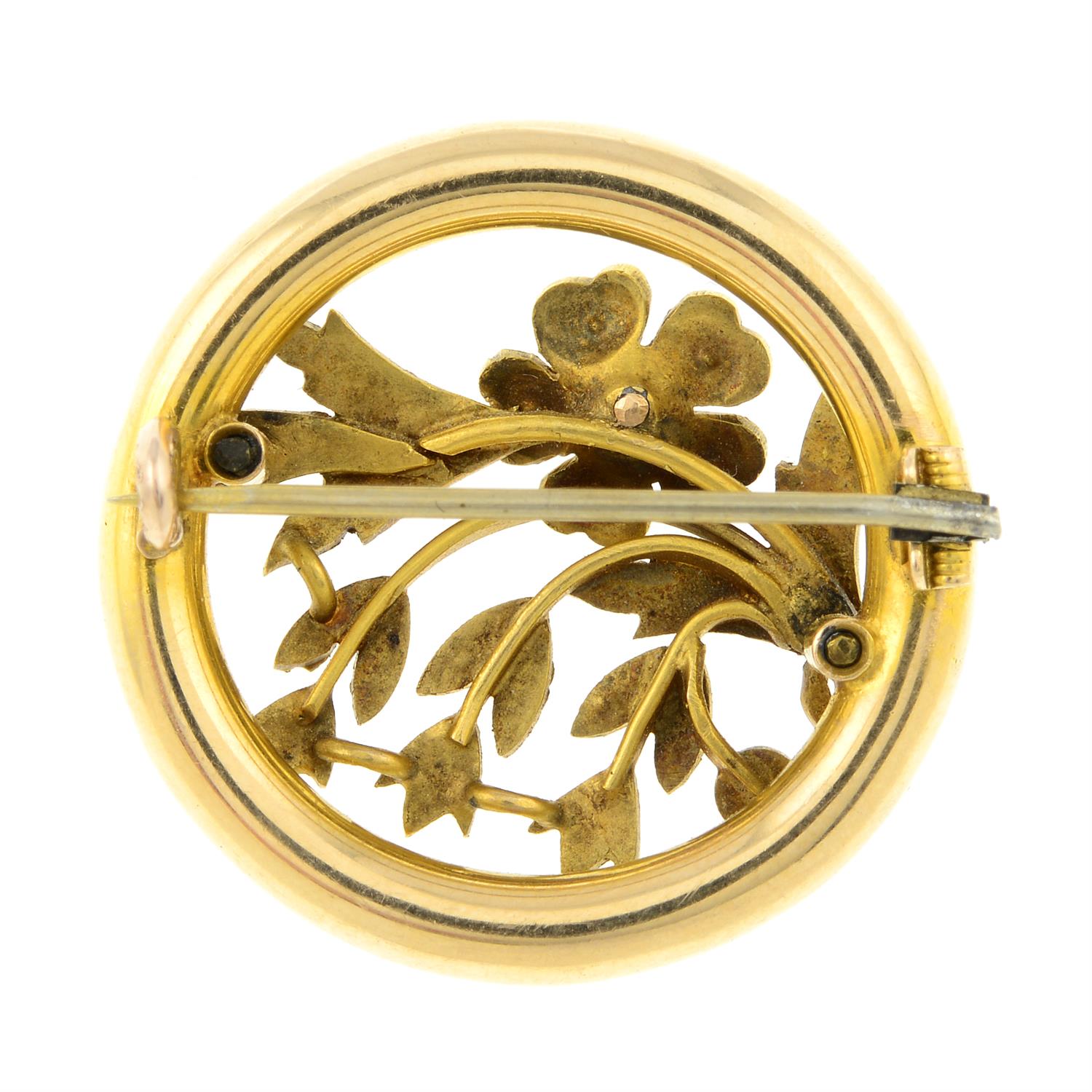 An early 20th century 15ct gold split pearl brooch, with floral motif. - Image 2 of 2