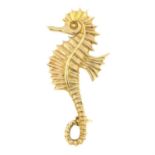 A 9ct gold seahorse brooch.