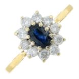 An 18ct gold sapphire and diamond cluster ring.