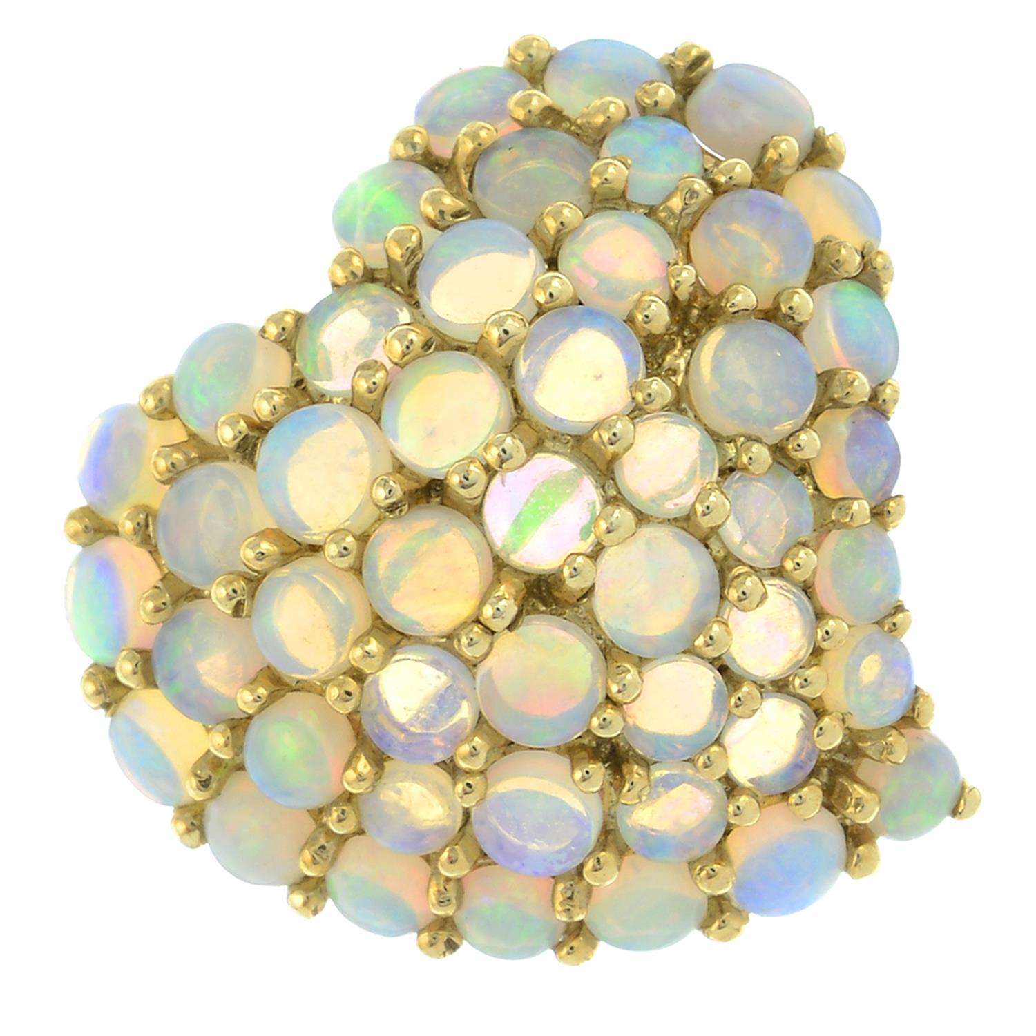 A 9ct gold opal heart dress ring.