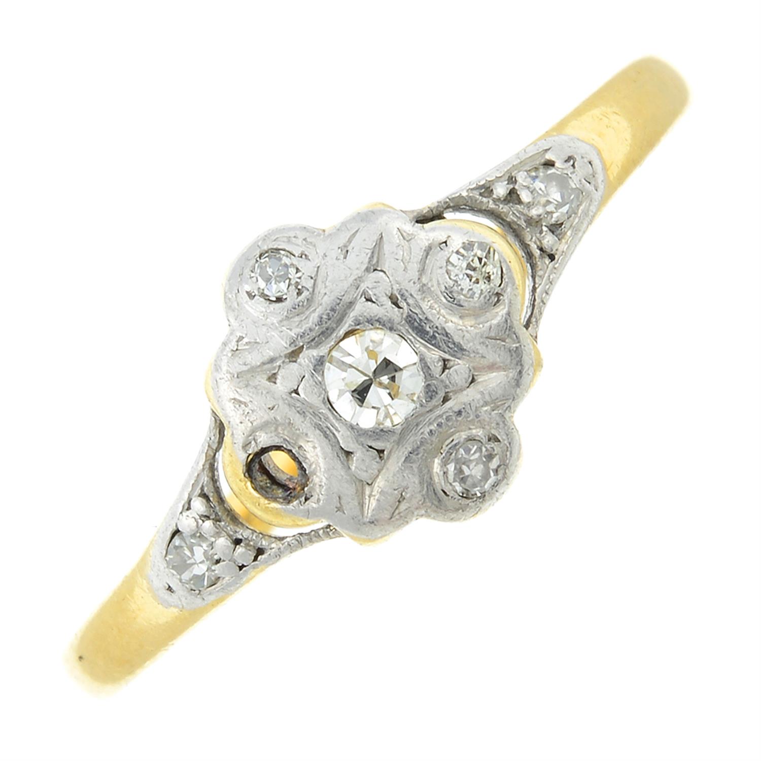 An early 20th century 18ct gold and platinum diamond dress ring.