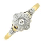An early 20th century 18ct gold and platinum diamond dress ring.