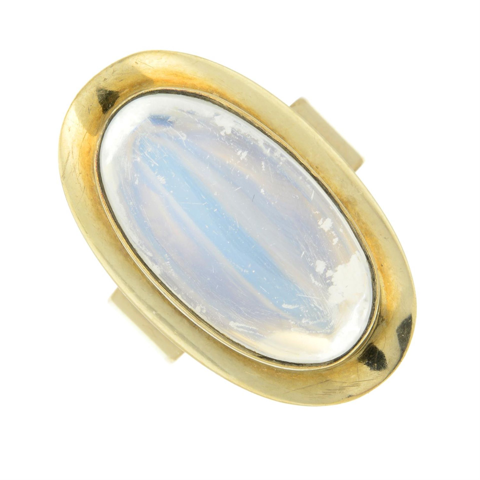 A mid 20th century moonstone single-stone dress ring.