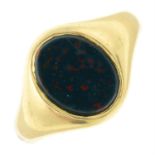 An early 20th century 18ct gold bloodstone signet ring.