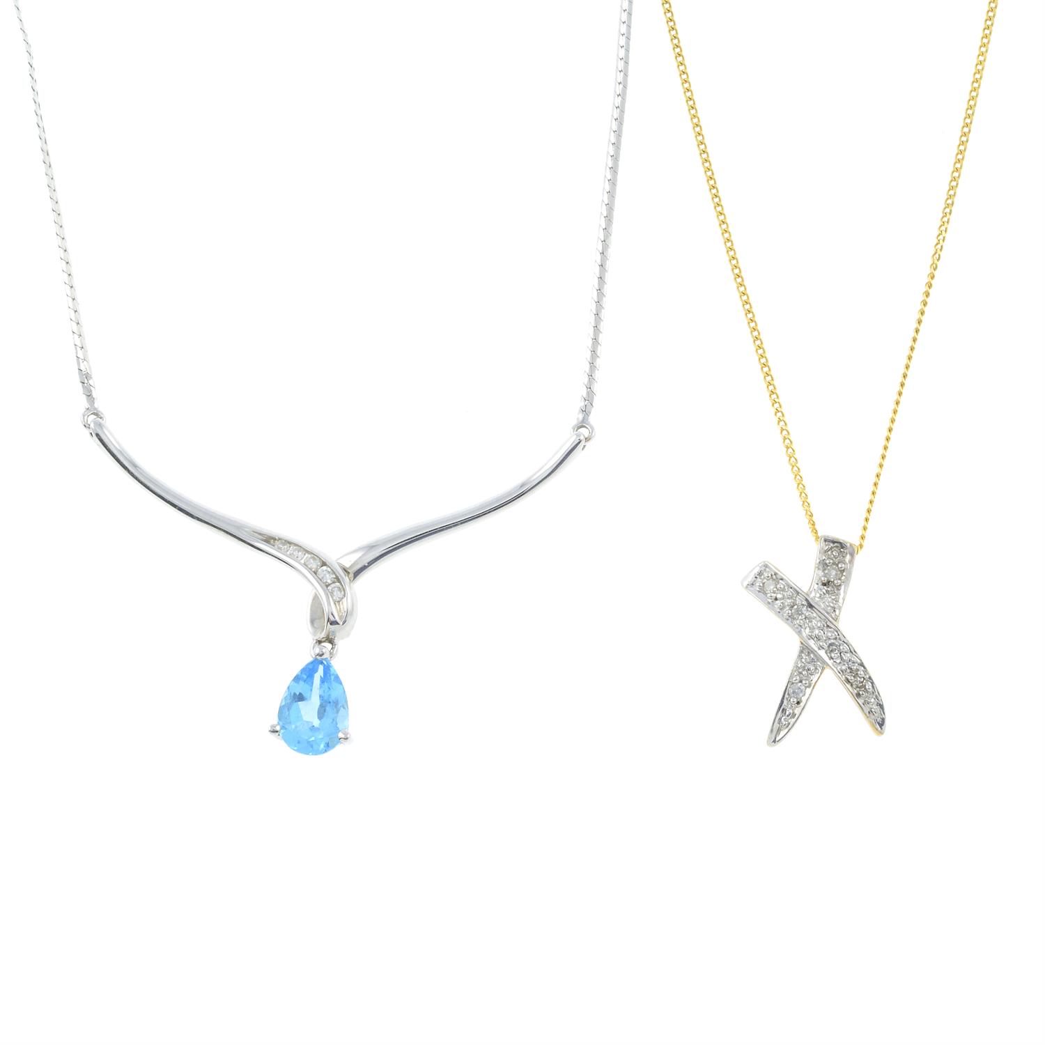 Two gem-set necklaces.