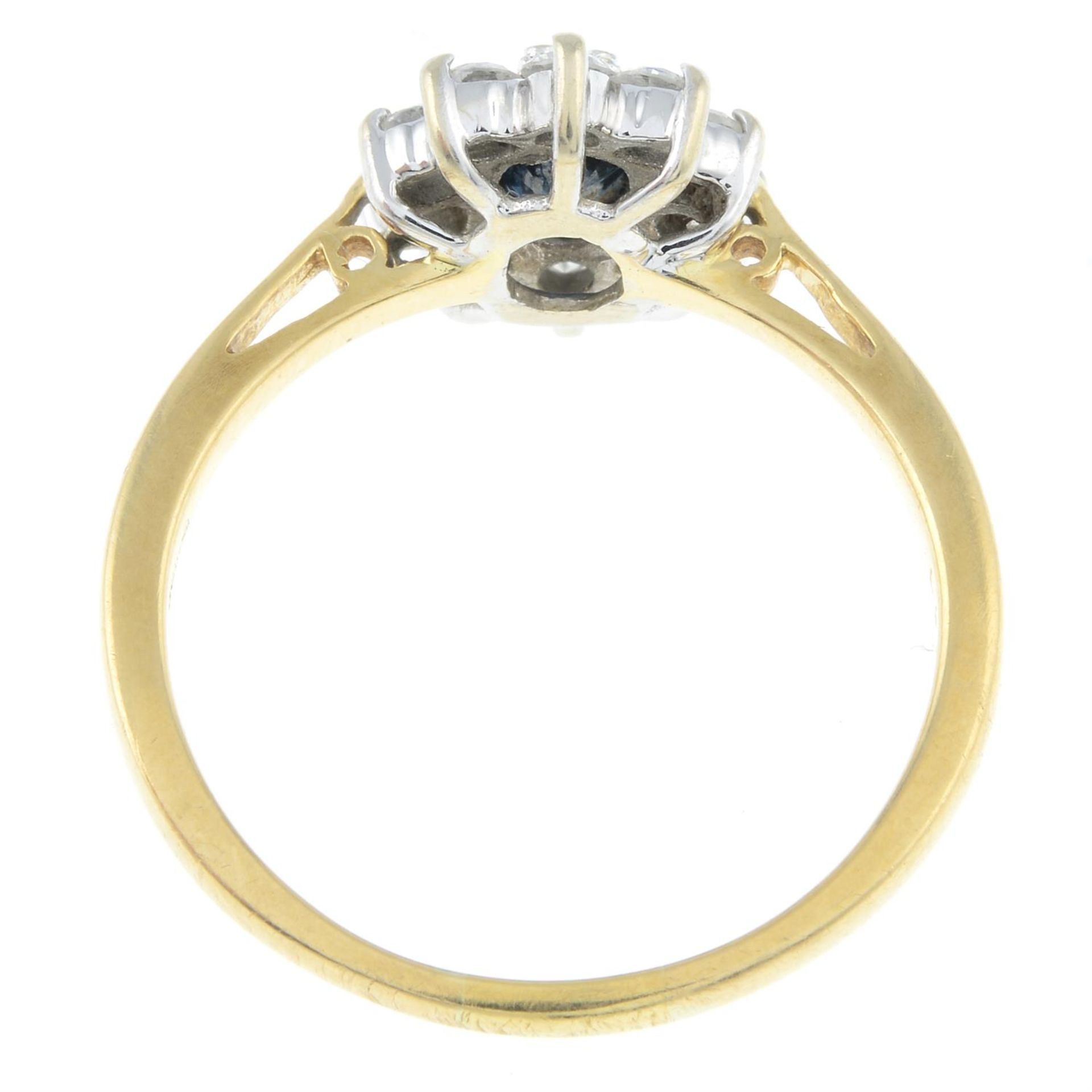 An 18ct gold sapphire and diamond cluster ring. - Image 2 of 2