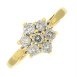 An 18ct gold brilliant-cut diamond cluster ring.