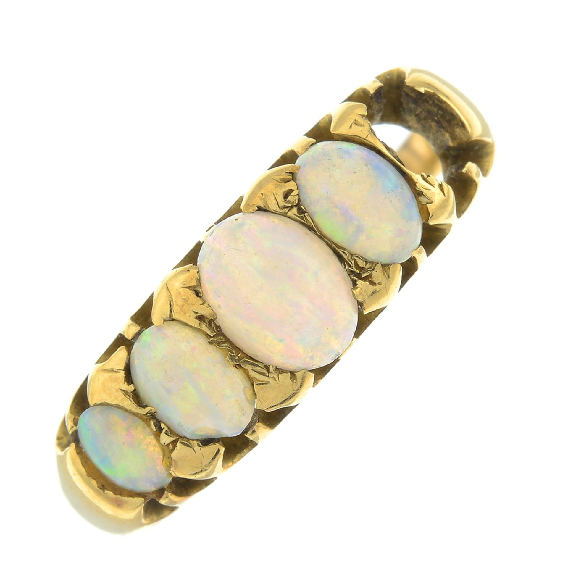 An opal five-stone ring. AF.
