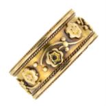 A late 19th century 18ct gold floral band ring.