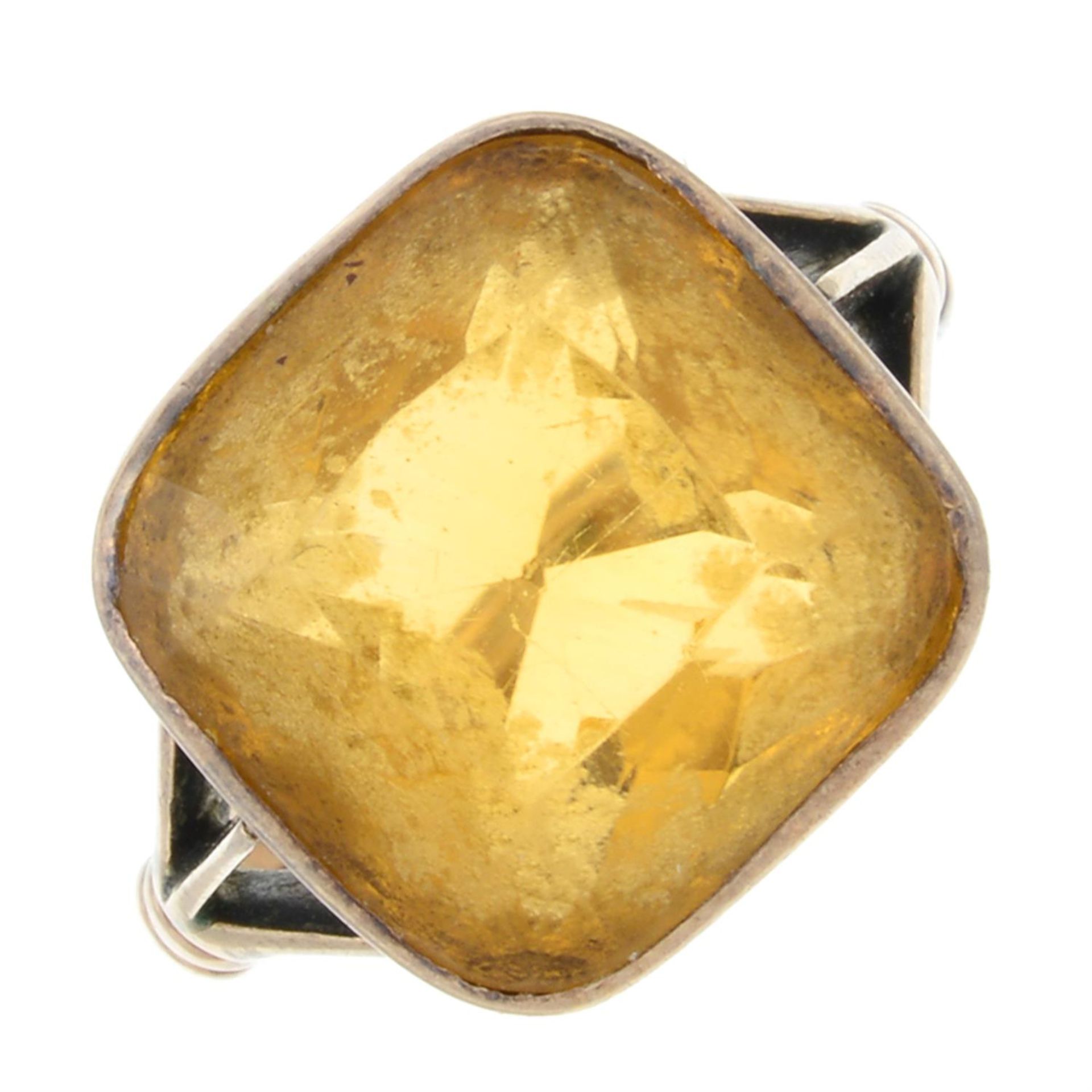 An early 20th century 9ct gold citrine single-stone ring.