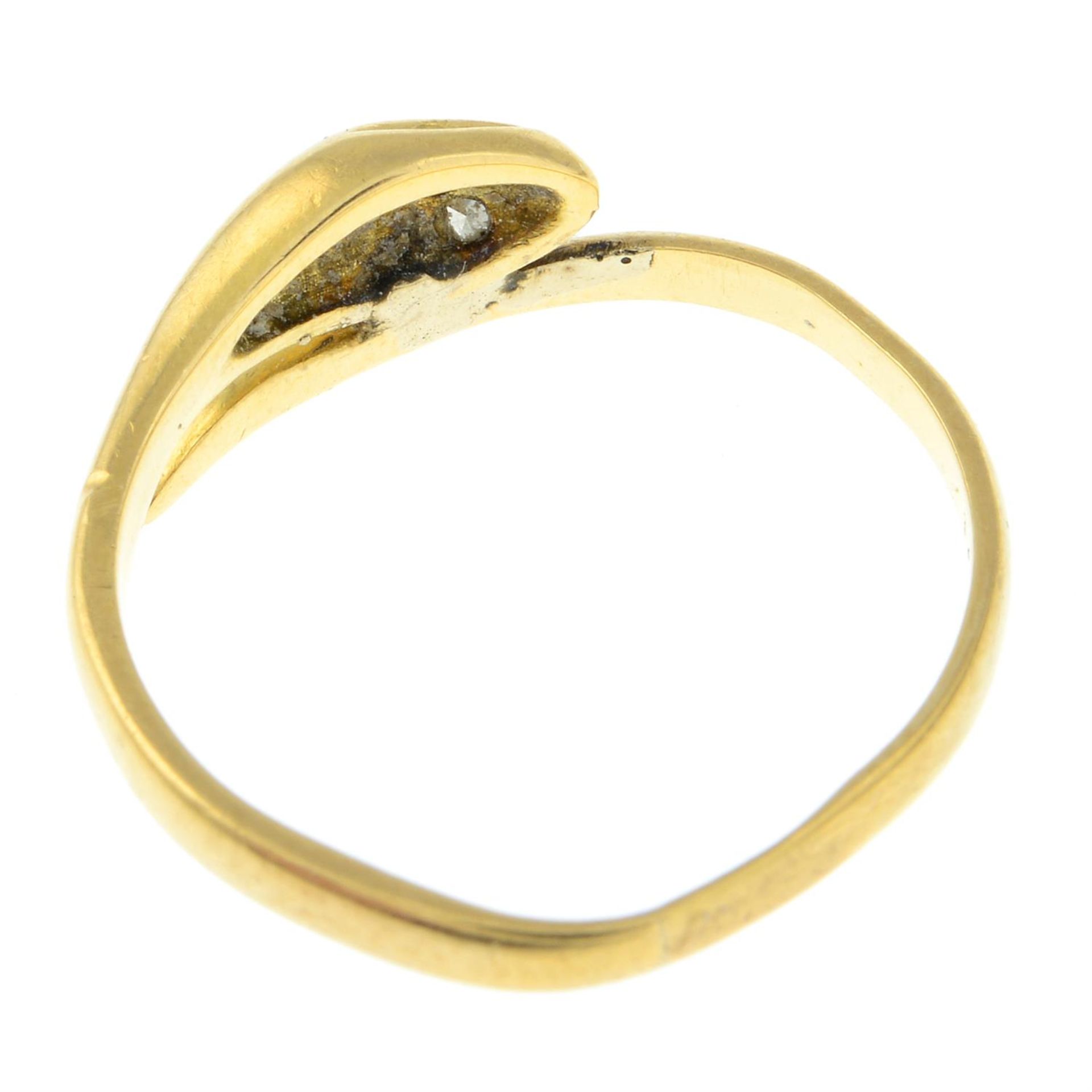 A snake ring, with single-cut diamond eyes. - Image 2 of 2