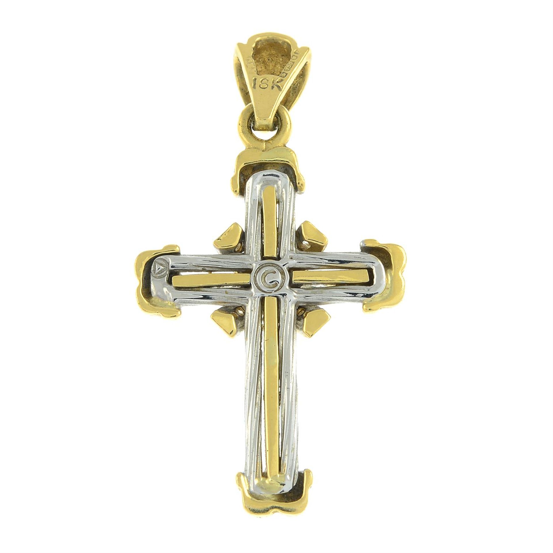 An 18ct gold diamond bi-colour cross pendant. - Image 2 of 2