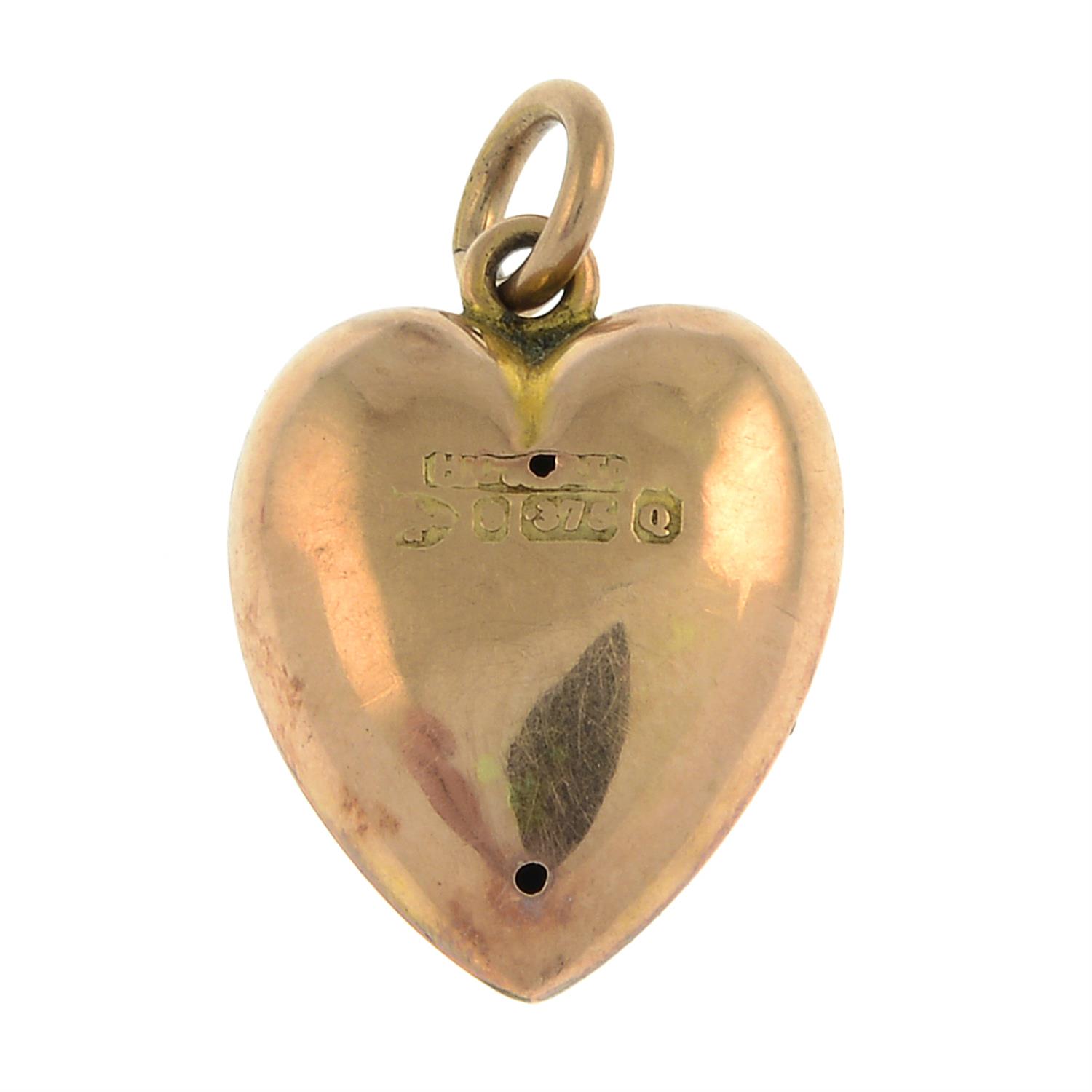A late Victorian 9ct gold heart-shape pendant, with initial motif. - Image 2 of 2