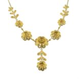 A floral filigree necklace, with back link chain