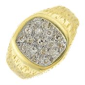 An 18ct gold pave-set diamond signet ring.