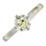 An 18ct gold old-cut 'yellow' diamond single-stone ring.