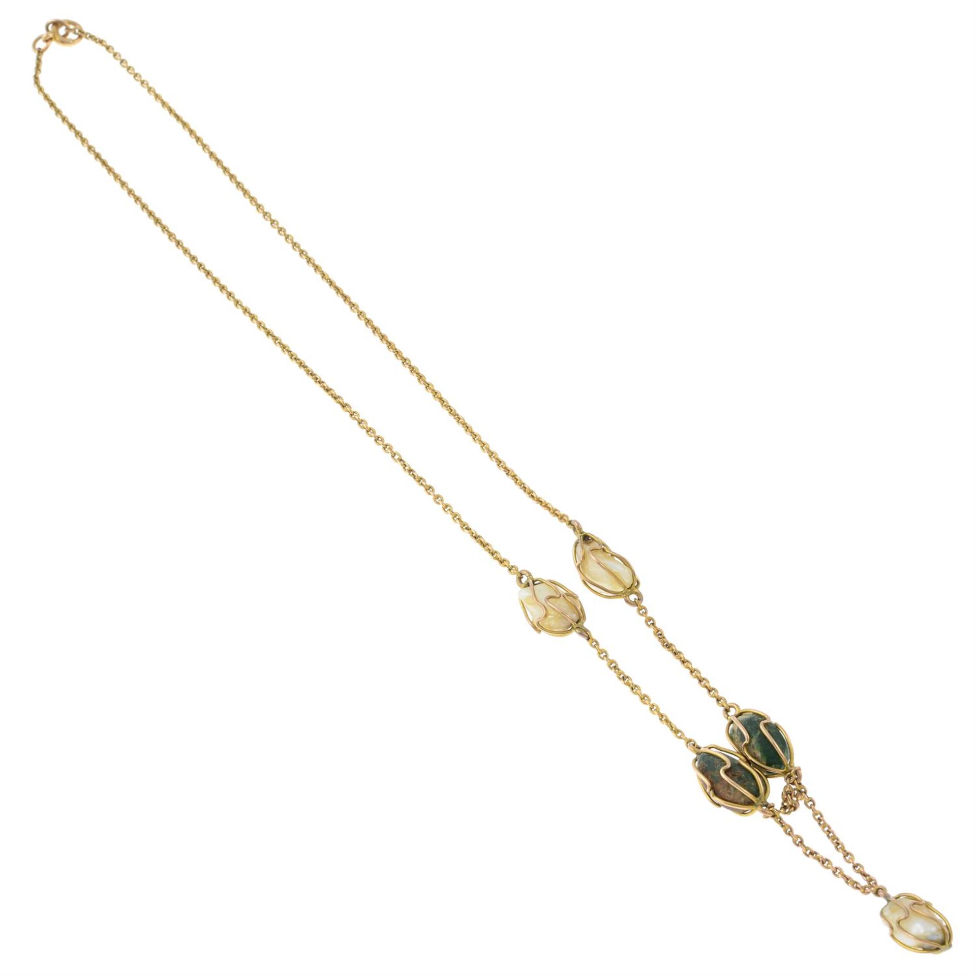 A mid Victorian 15ct gold pearl and gem-set necklace. - Image 2 of 2
