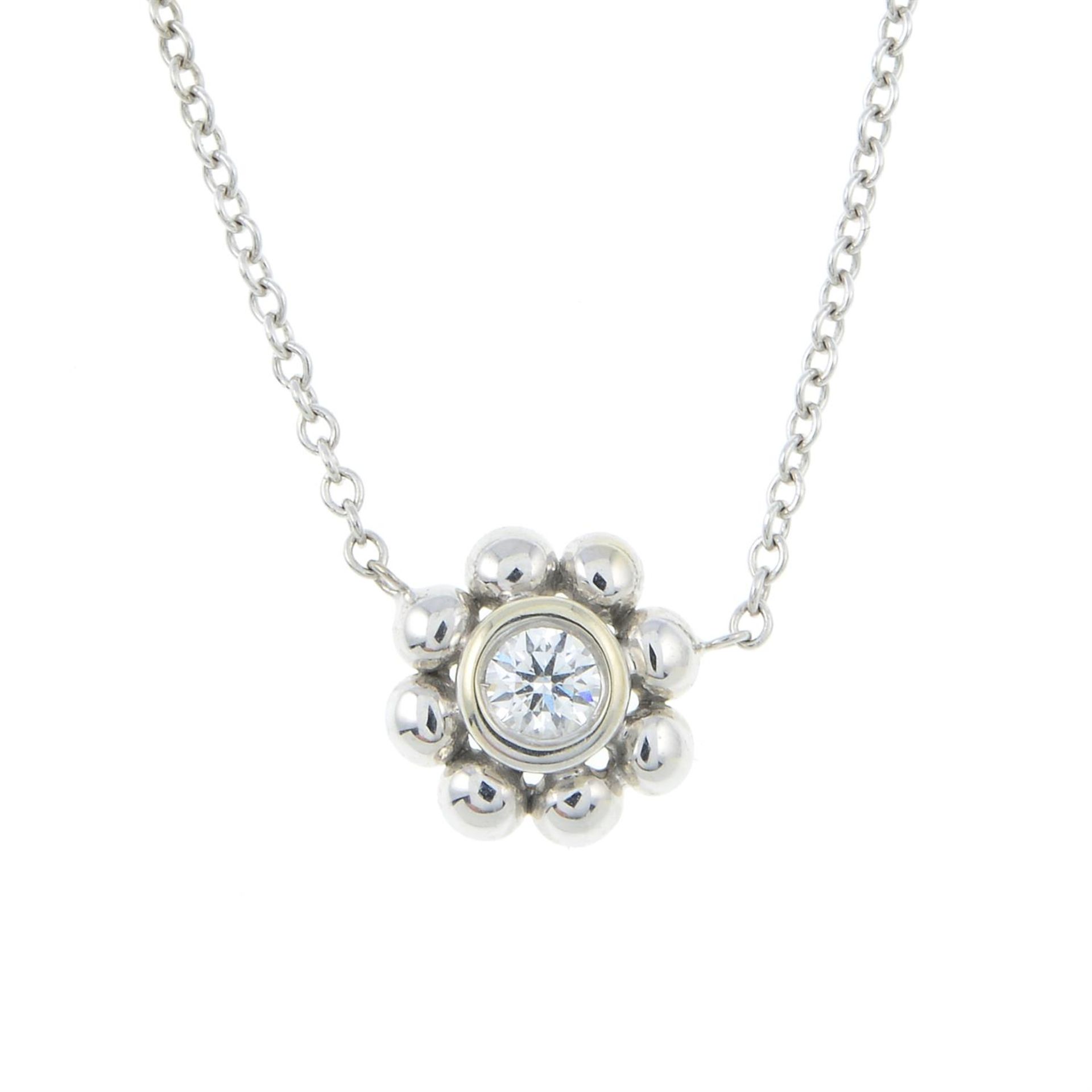 A diamond single-stone floral pendant, with chain, by Paloma Picasso for Tiffany & Co.